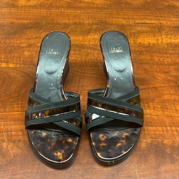 Stuart Weiztman tortoise patent wedge sandals - Picture 1 of 10